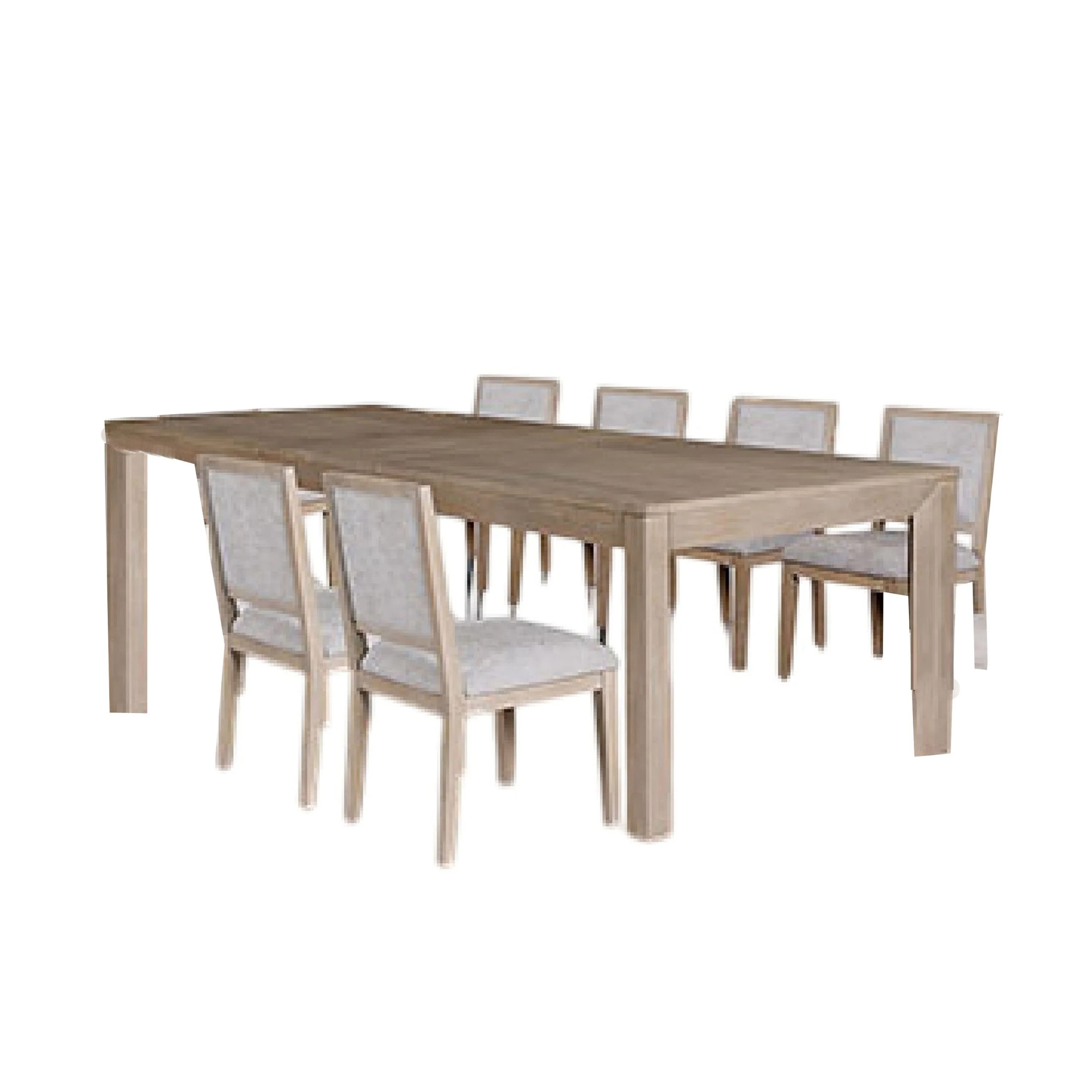 Kizie 7pc Dining Table Set, 94-118 Inch Extendable, Tawny Brown Chairs