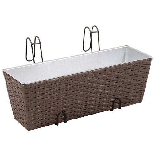 NNEVL Balcony Trapezoid Rattan Planter Set 50 cm 2 pcs Brown