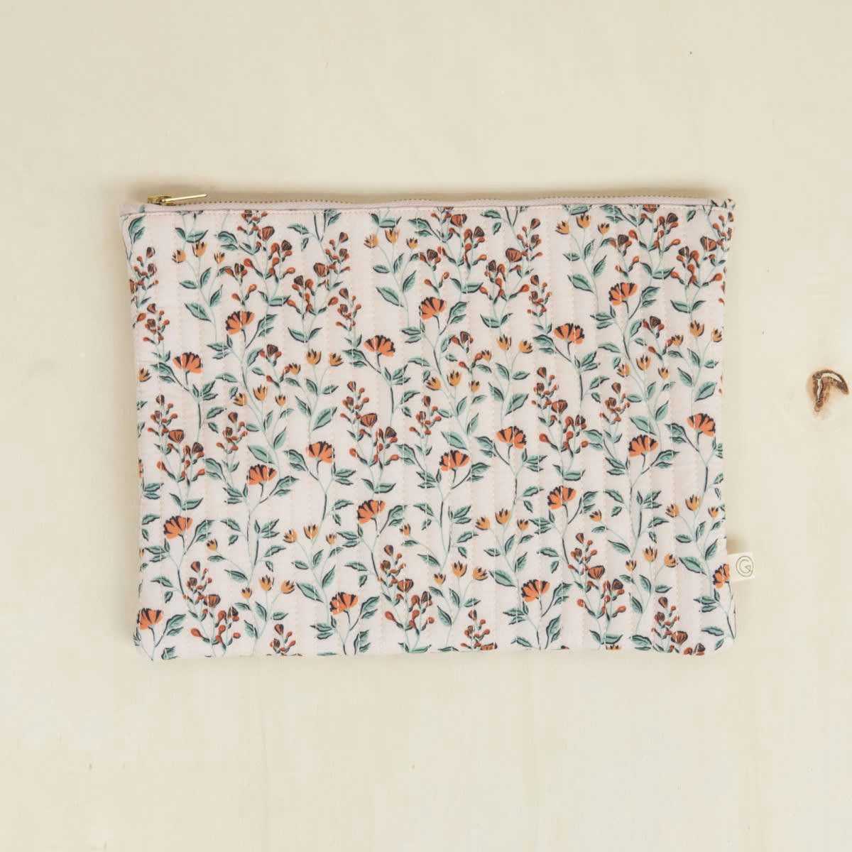 MAINTENANT - Grande pochette en coton imprimé fleuri rose