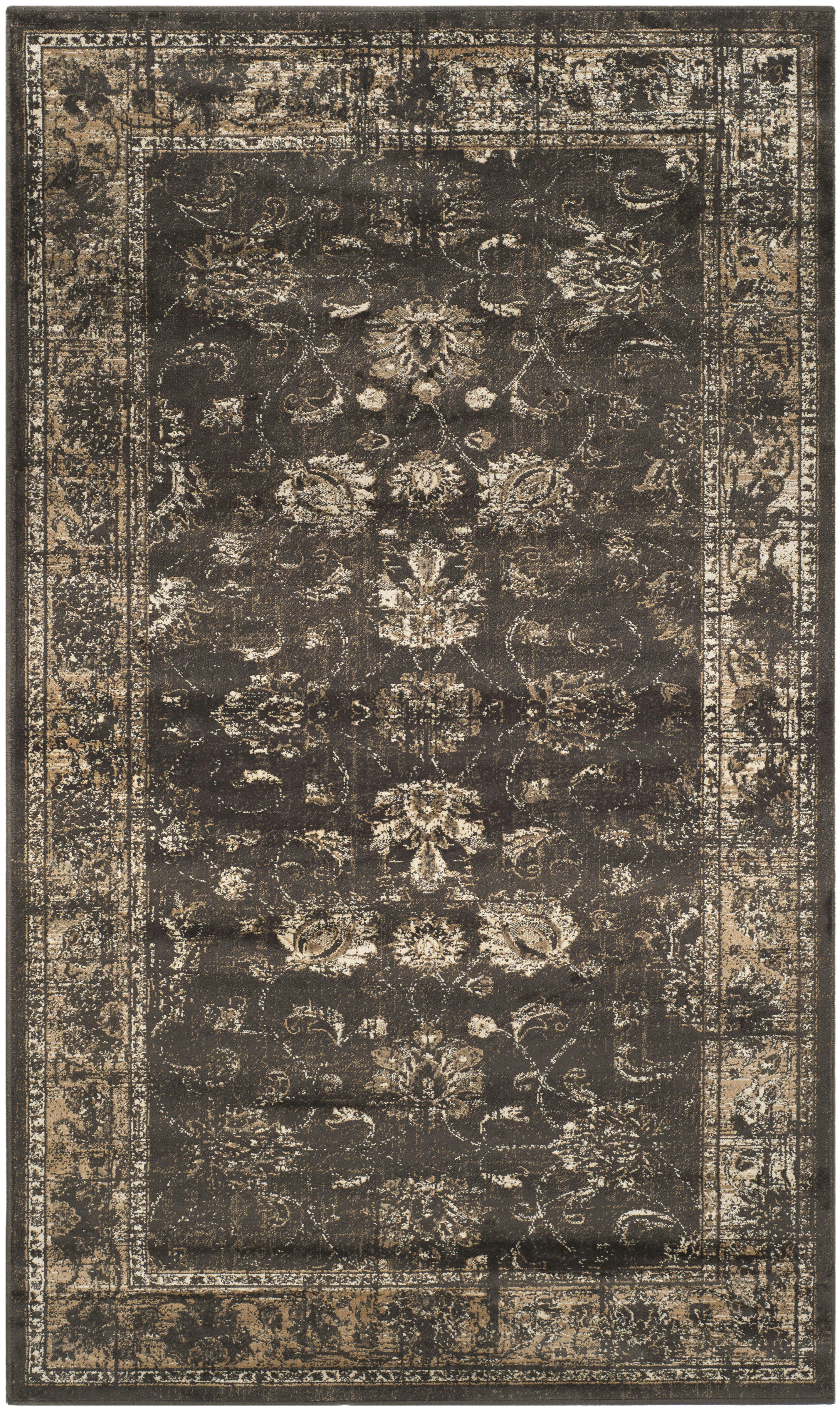 VINTAGE - Tapis de salon interieur en anthracite doux, 99 x 170 cm
