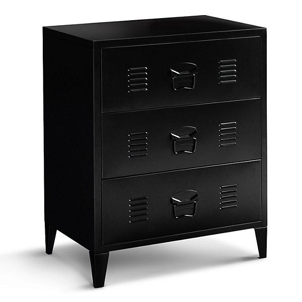 Commode ESTER 60 cm 3 tiroirs métal noir design industriel