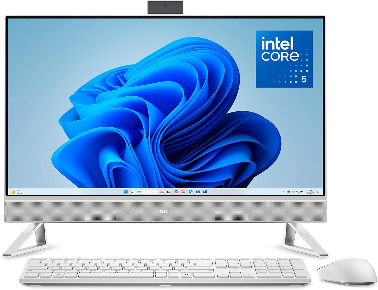 Dell 27 All-in-One Desktop ec27250-27-inch FHD (1920 x 1080) Display  Intel Core 5 Processor 120U  Intel Graphics  16GB DDR5 RAM  512GB SSD  Windows 11 Home  Onsite Service - White