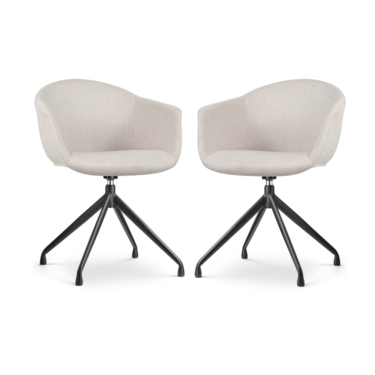 Nolon Nola-Otis Draaibare Eetkamerstoelen Set - Beige - Zwart
