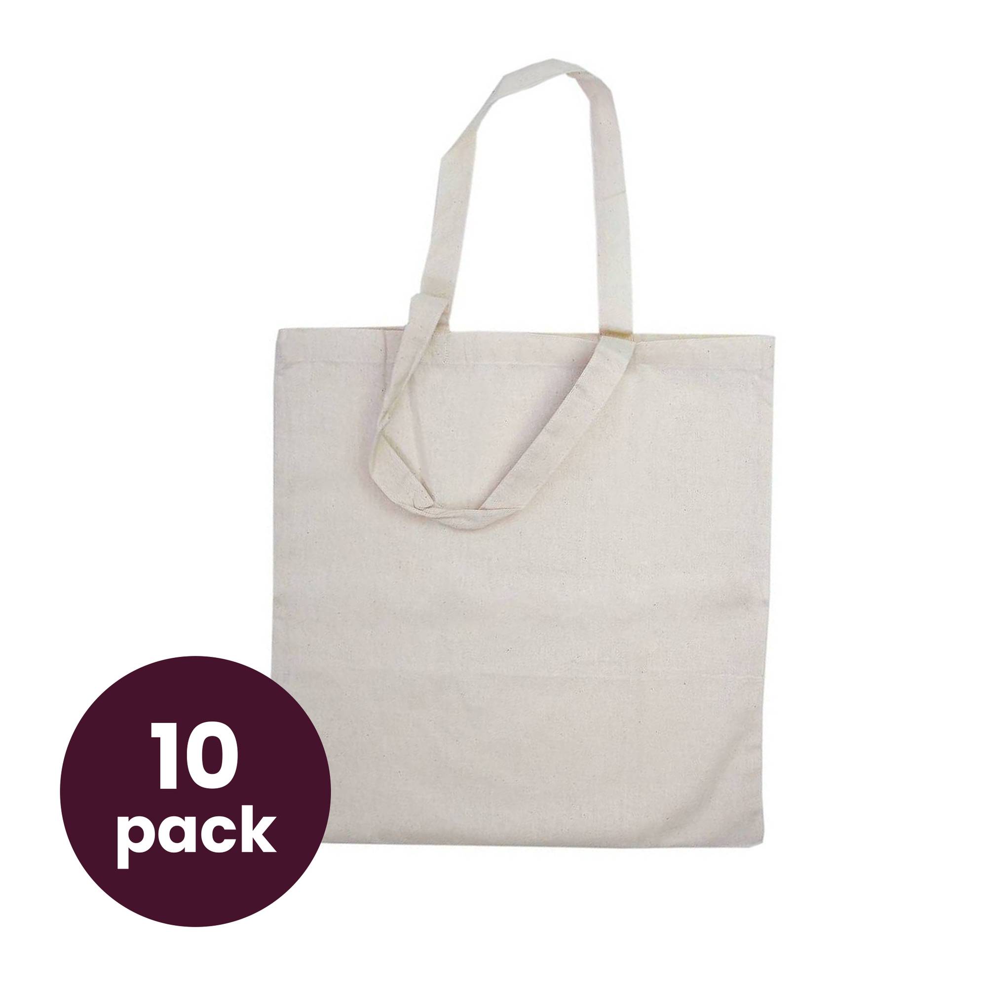Cotton Tote Shopping Bag 10 Pack Bundle