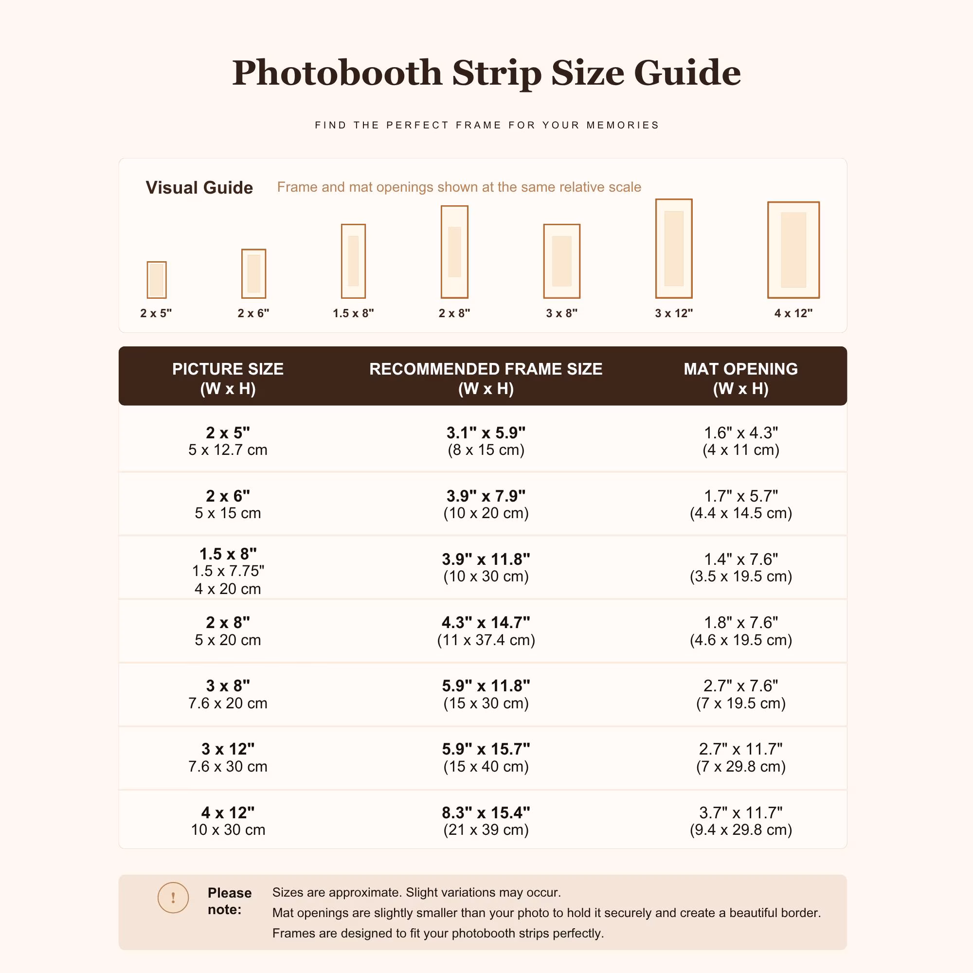 Storyline Frame - Photo Strip Frame, Solid Walnut & Teak Wood Display for Photobooth Photos and Keepsakes