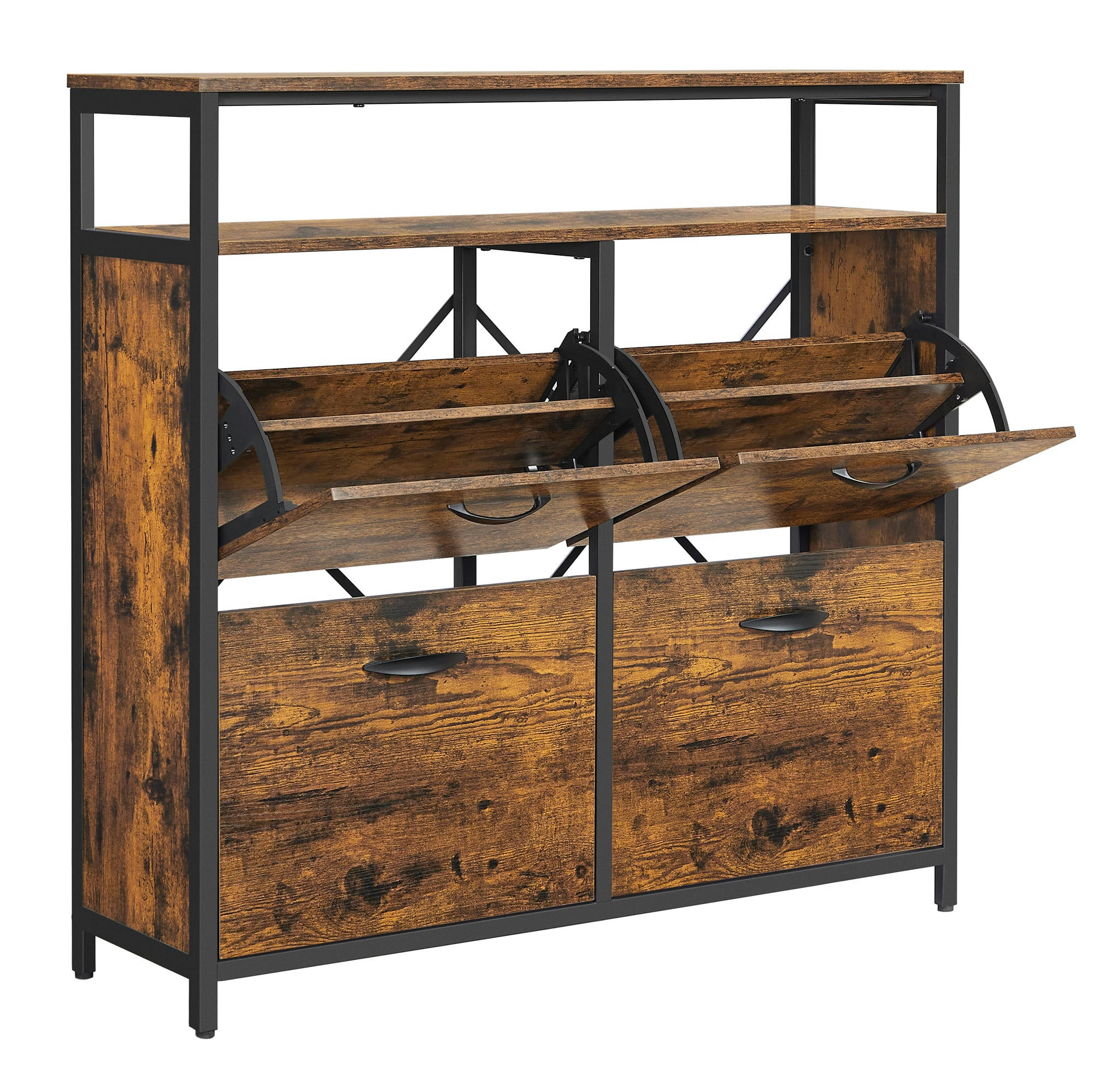 - Meuble à chaussures avec 4 abattants 12-20 paires marron rustique