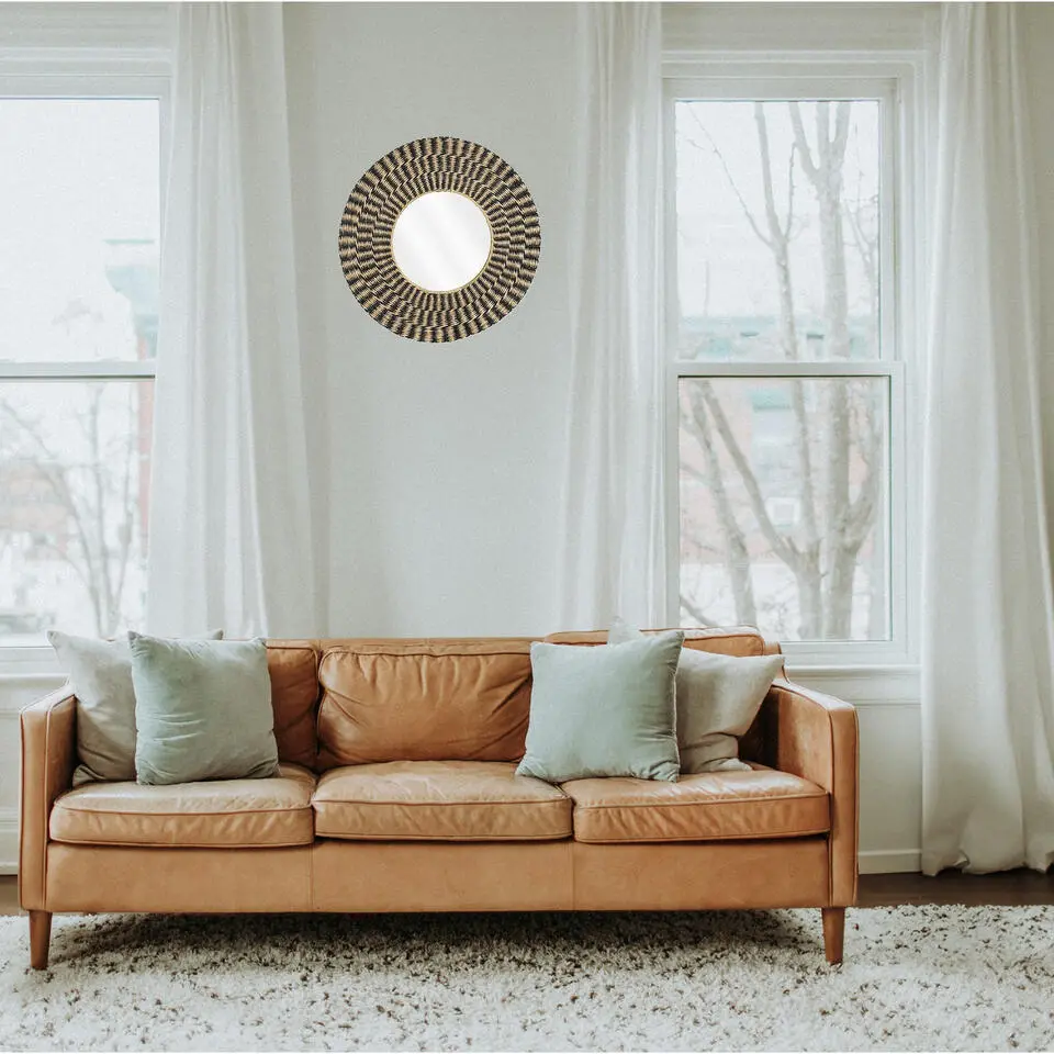 Mica Decorations Ronde wandspiegel bohemian - zwart - Dia 50cm