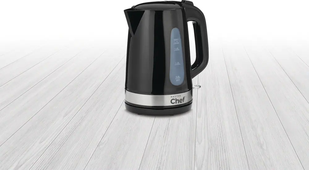 MASTER Chef Cordless Electric Kettle w/ Auto Shut Off & Blue Light, Black, 1.7L