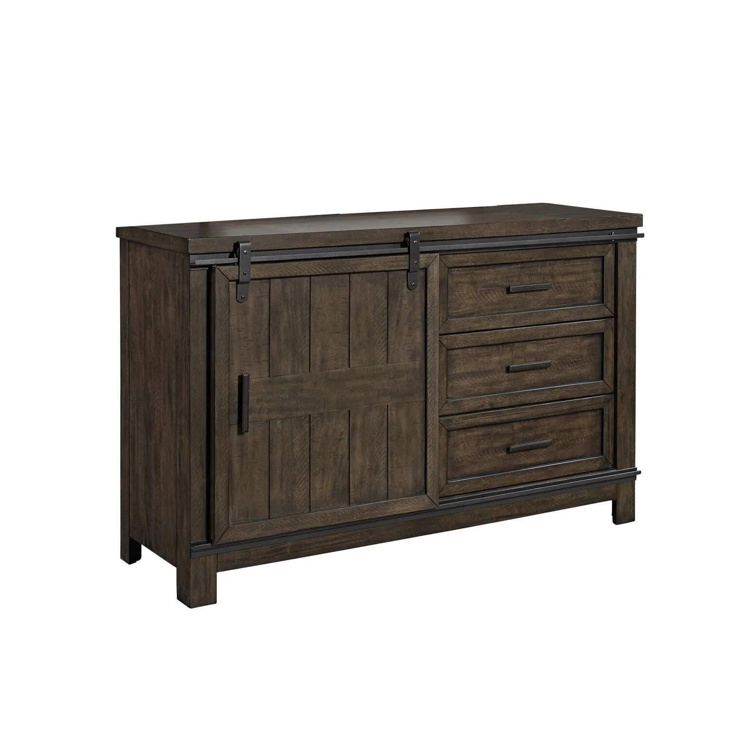 Thornwood Hills Rock Beaten Grey Finish Barn Door Dresser
