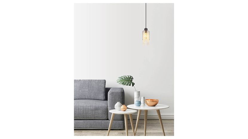 Lampa wisząca Backey metalowo-szklana czarno-srebrna