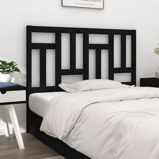 NNEVL Bed Headboard Black 140.5x4x100 cm Solid Wood Pine