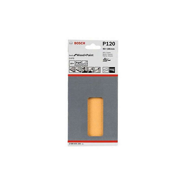 10 Feuilles Abrasives C470 Bosch Pour Ponceuses Vibrantes 93 X 186 Mm Best For Wood And Paint 8 Trous