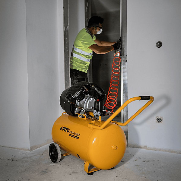Compresseur à air huile 100L 10Bar 3CV 2.2KW Bi-cylindre 145 Psi, sur roues Ateliers et Chantiers VITO