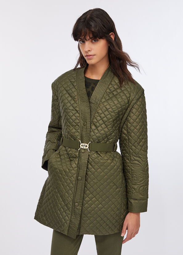 Cappotto in nylon trapuntato con cintura