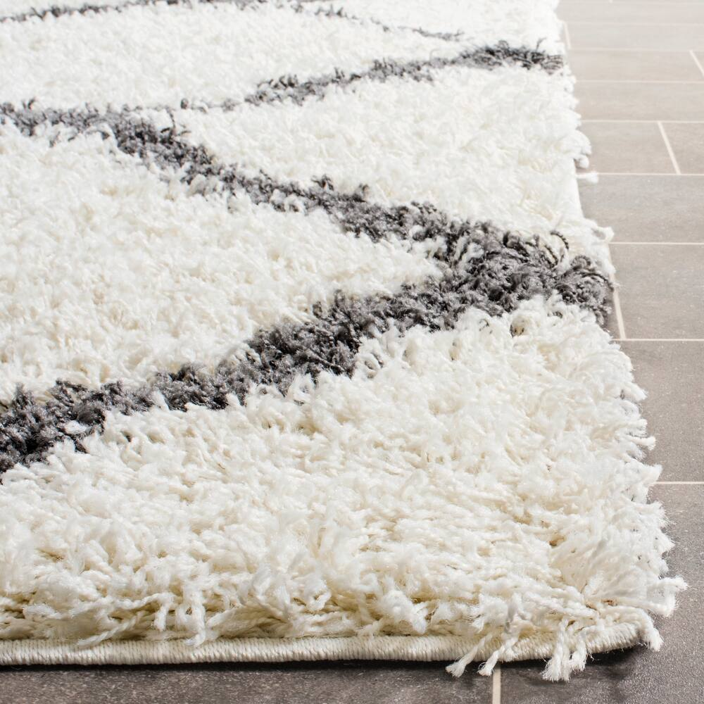 Safavieh Dallas 257 Shag Rug, Ivory/Dark Grey