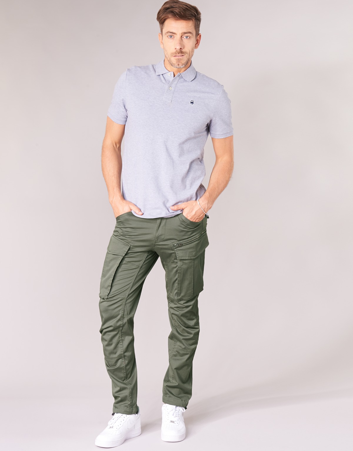 G-Star Raw - ROVIC ZIP 3D STRAIGHT TAPERED - Grey / Green