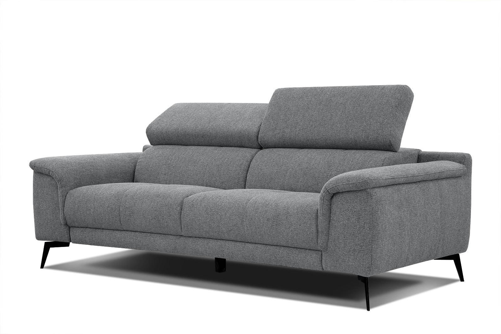 FIERO - Canapé droit 3 places XXL tissu gris