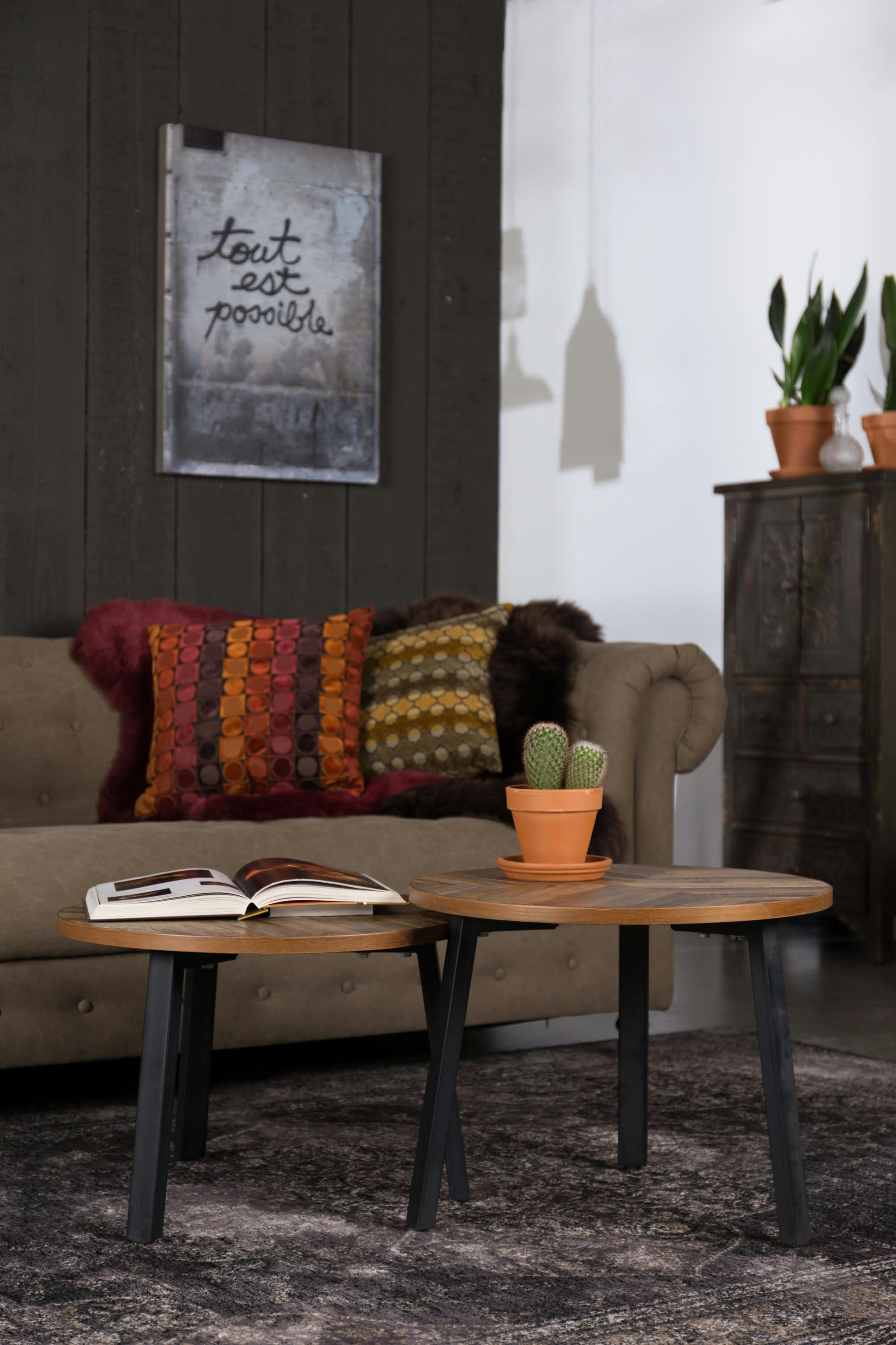 MUNDU - Set de 2 tables basses en bois marron