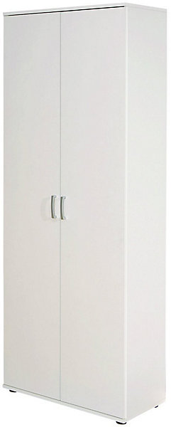 Armoire Blanc avec 5 étagères et 2 Portes, Dim : L70 x P34 x H189 cm