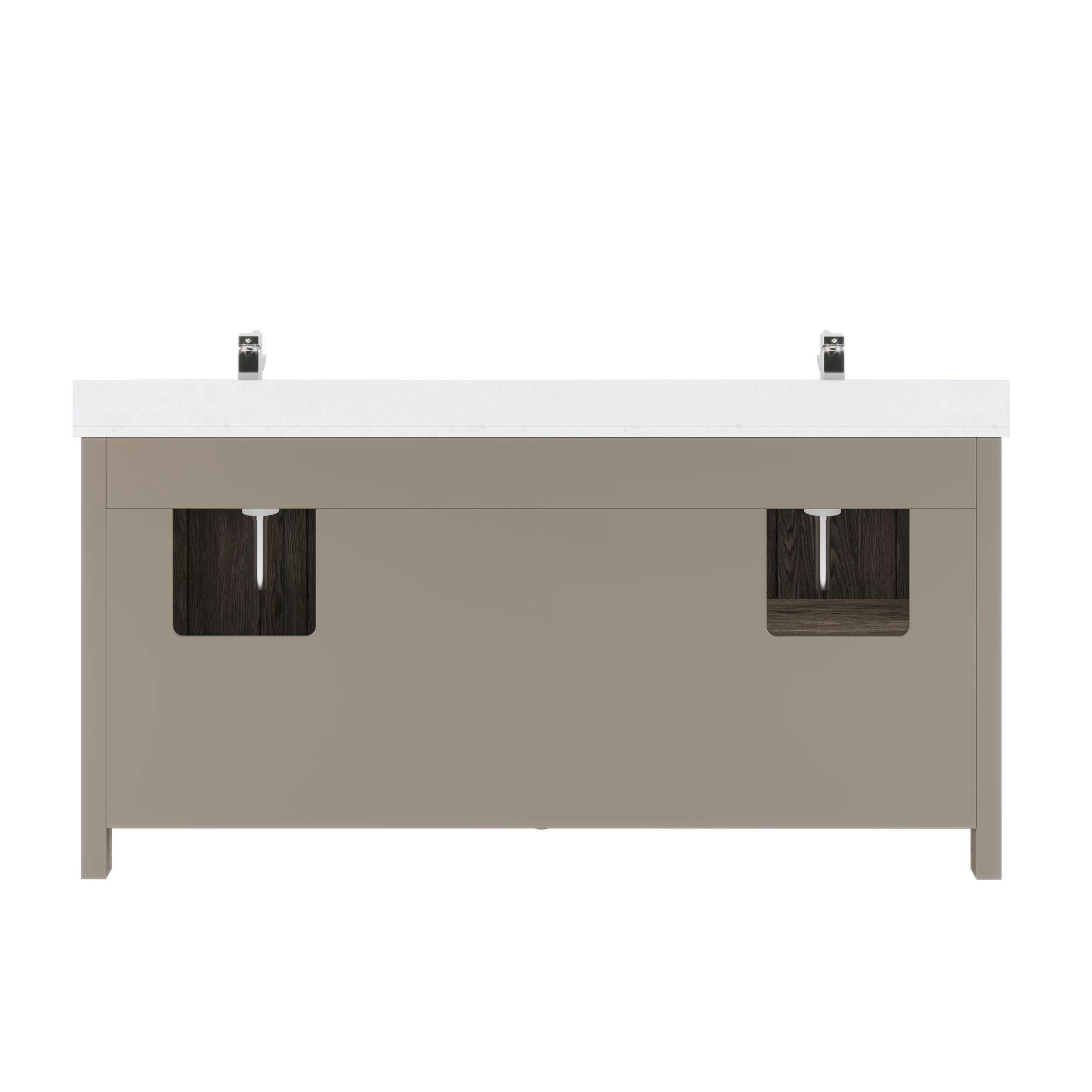 Urban Bathe Kali Undermount Double Sink Stone Top Bathroom Vanity with Drawer & Cabinet Organizer, French Grey, 72-in