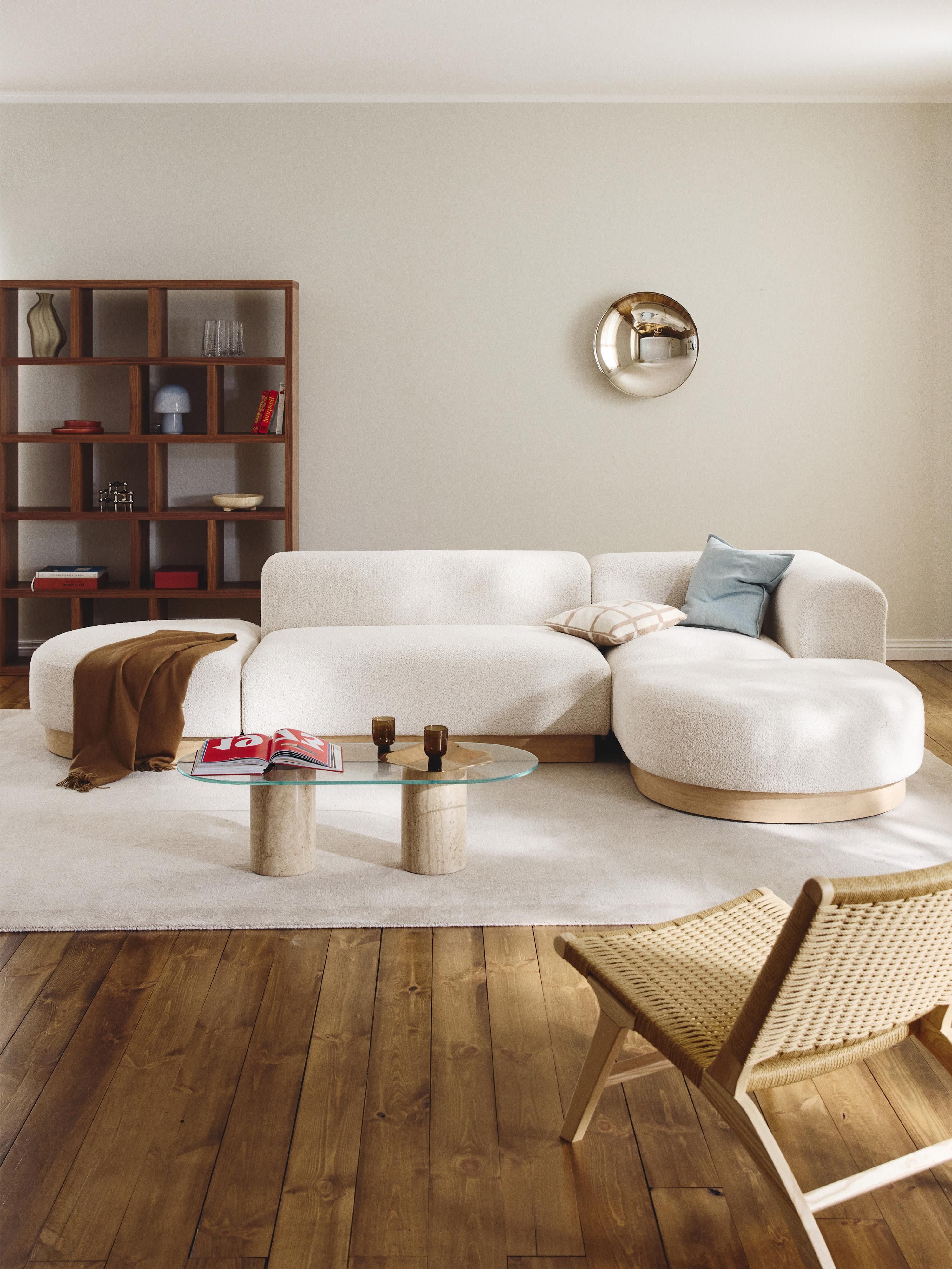 Modulares Ecksofa Natalie aus Teddy-Bouclé
