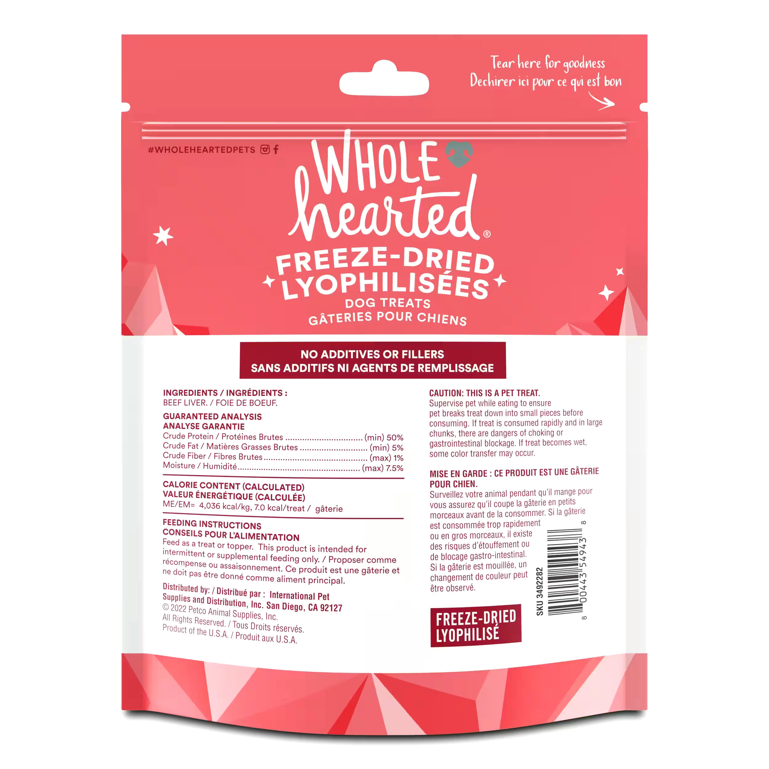 WholeHearted Freeze-Dried Beef Dog Treats, 255-g