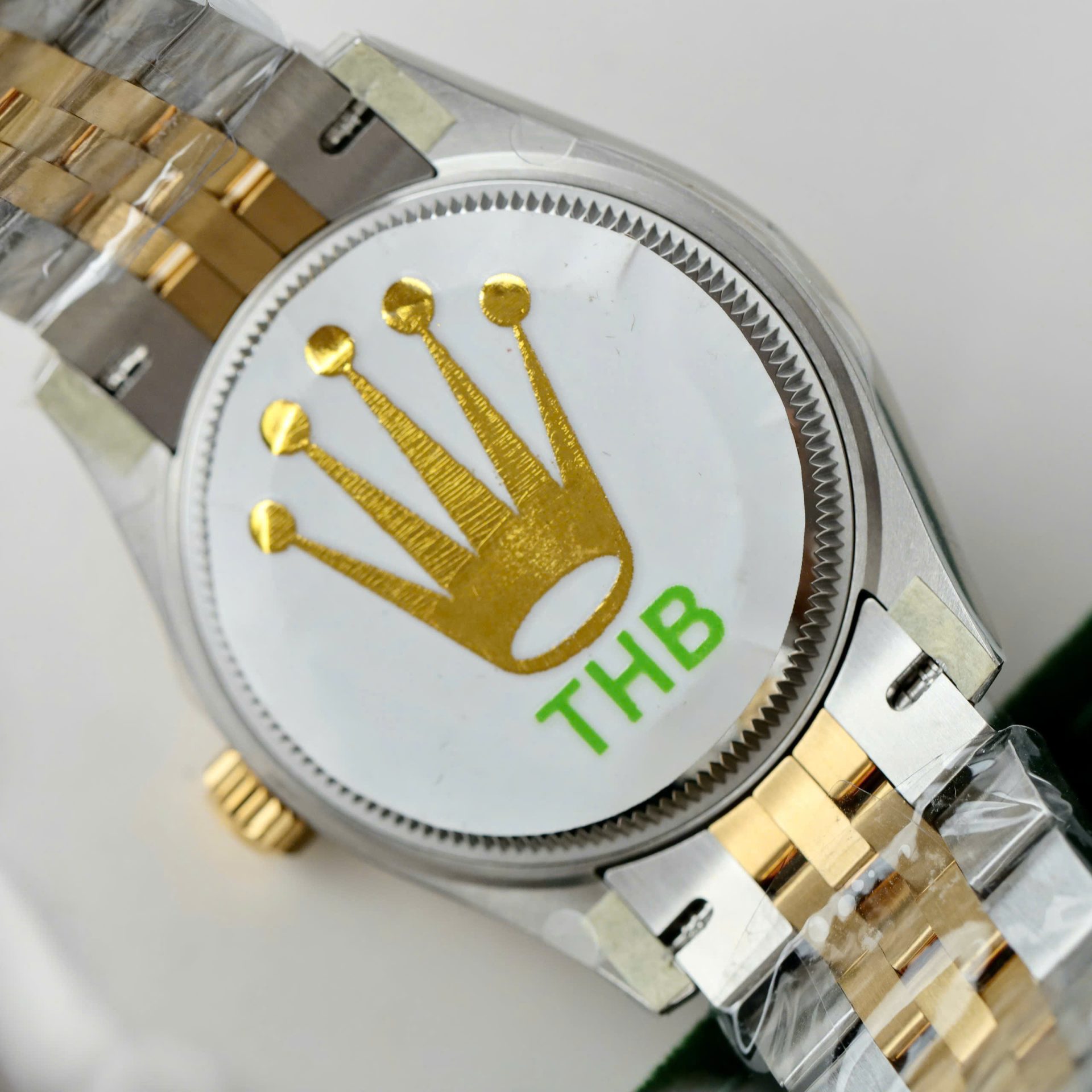Rolex Datejust SS/YG Plated Flower Green Dial CZ Diamonds 31mm Jub Super Clone