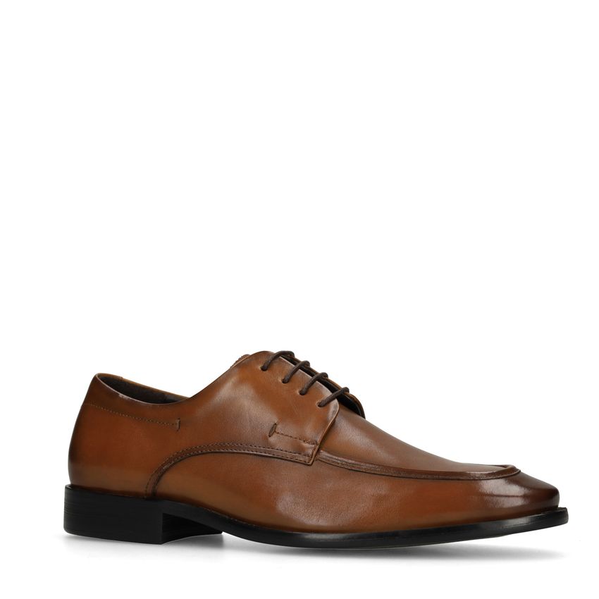 Manfield Cognac leren veterschoenen