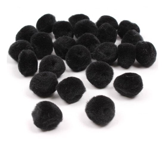 Black Pom Poms 2cm 25 Pack