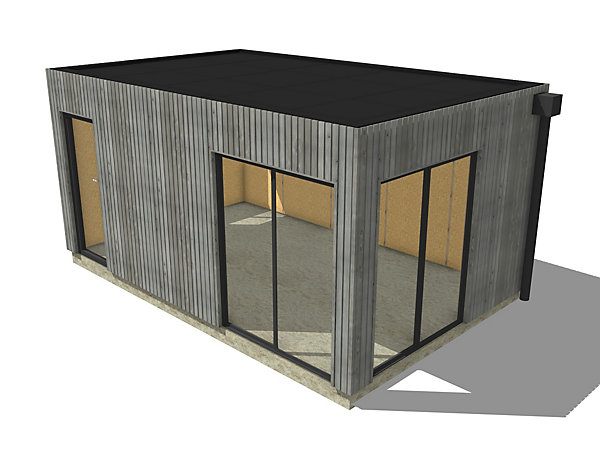 Bureau de jardin habitable en bois 5,5 x 3,5 x 2,7 m / menuiseries alu k-line