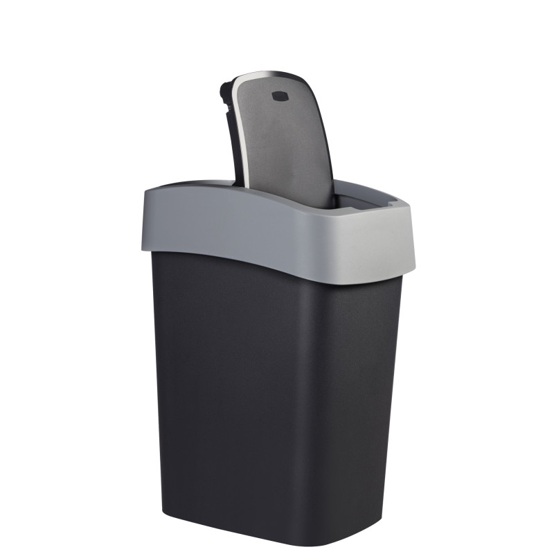 Poubelle Flip Bin noir et gris clair 9 L CURVER