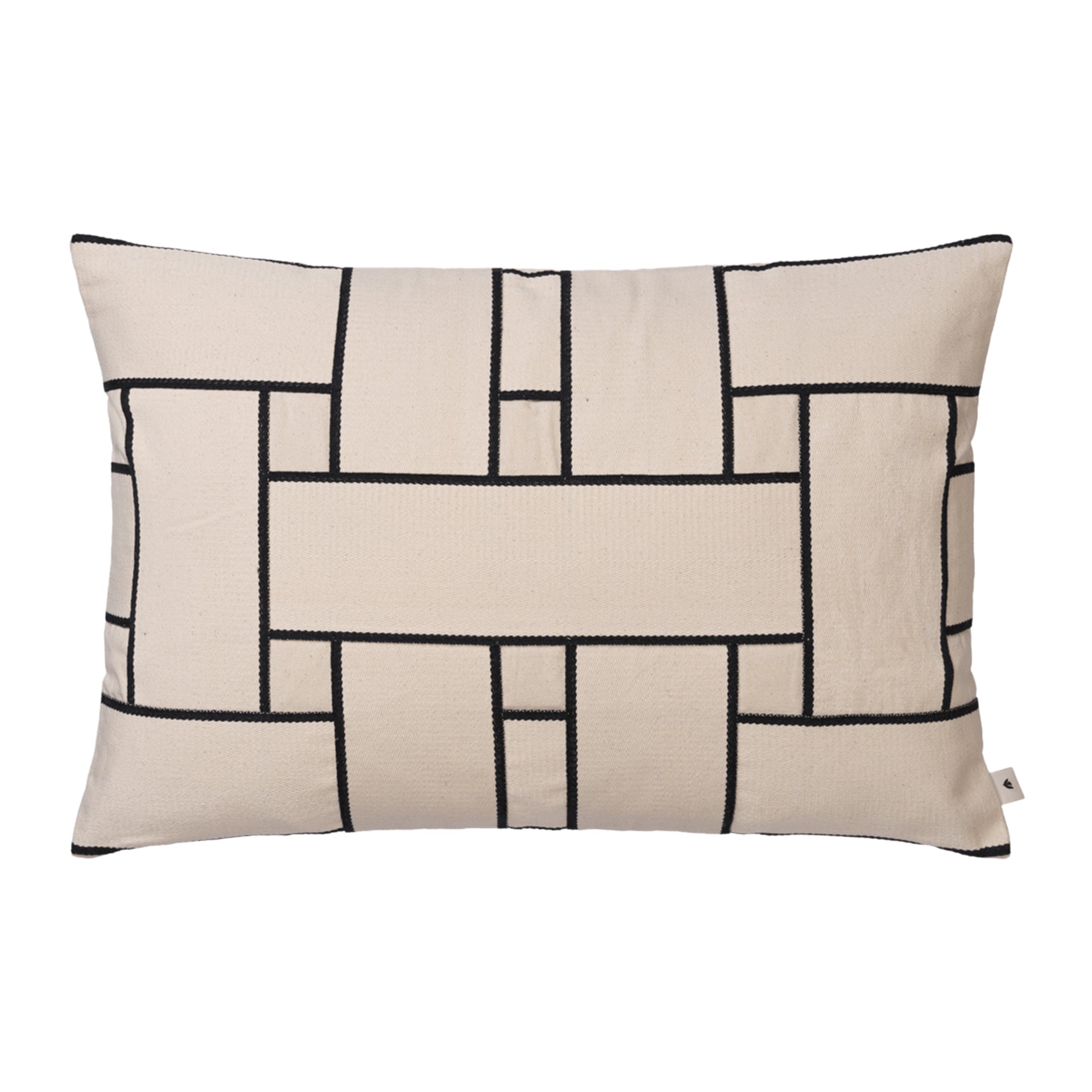 Ferm Living Lattice Offset Kussenhoes - Rechthoekig - Off-White / Blac