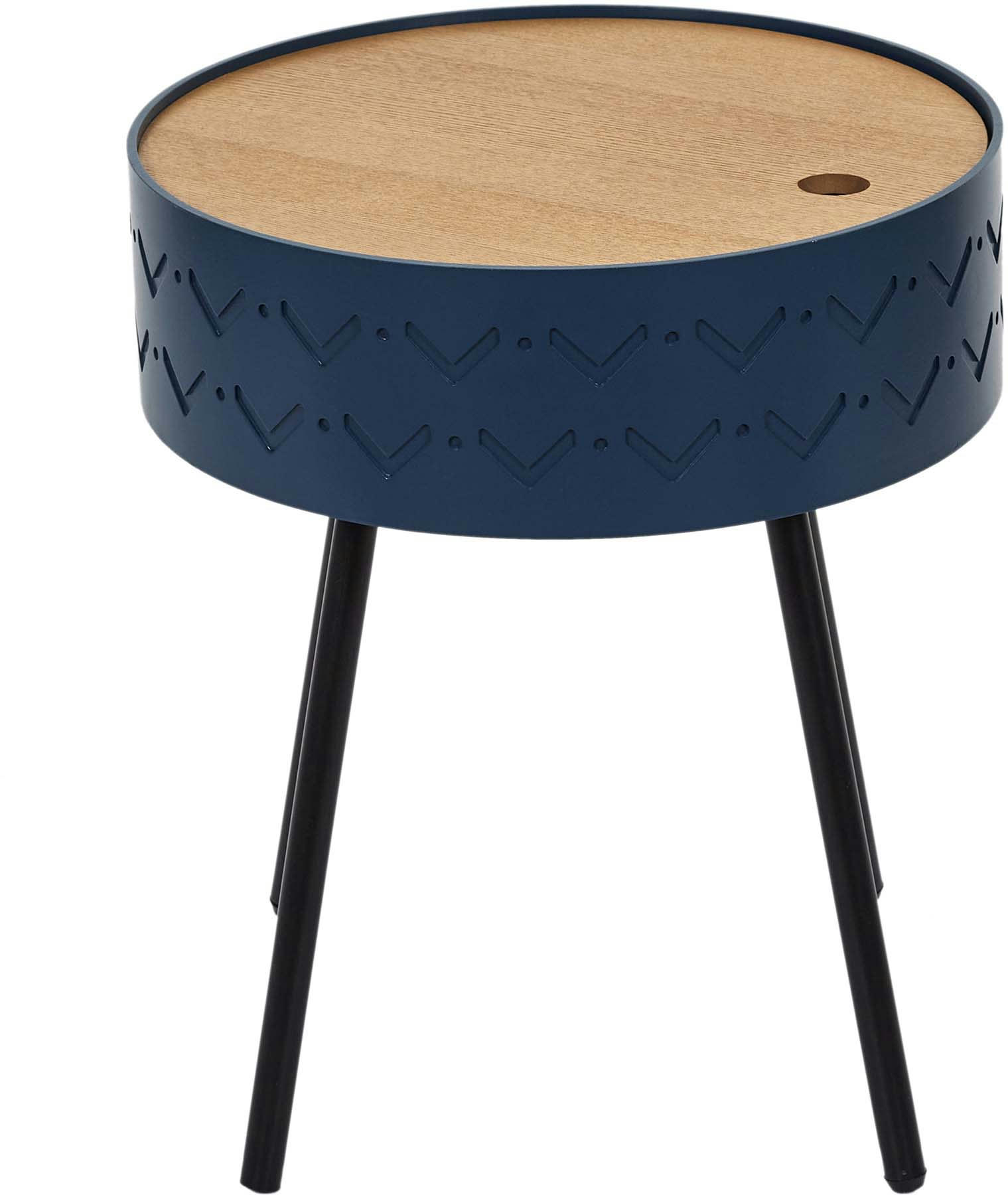 EUGÉNIE - Table à café coffre bleu nuit D38cm