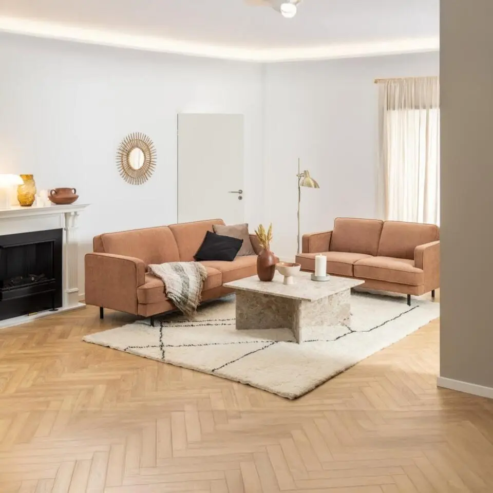 Salontafel - Bruin Marmer - 90x90x42cm - Zivik