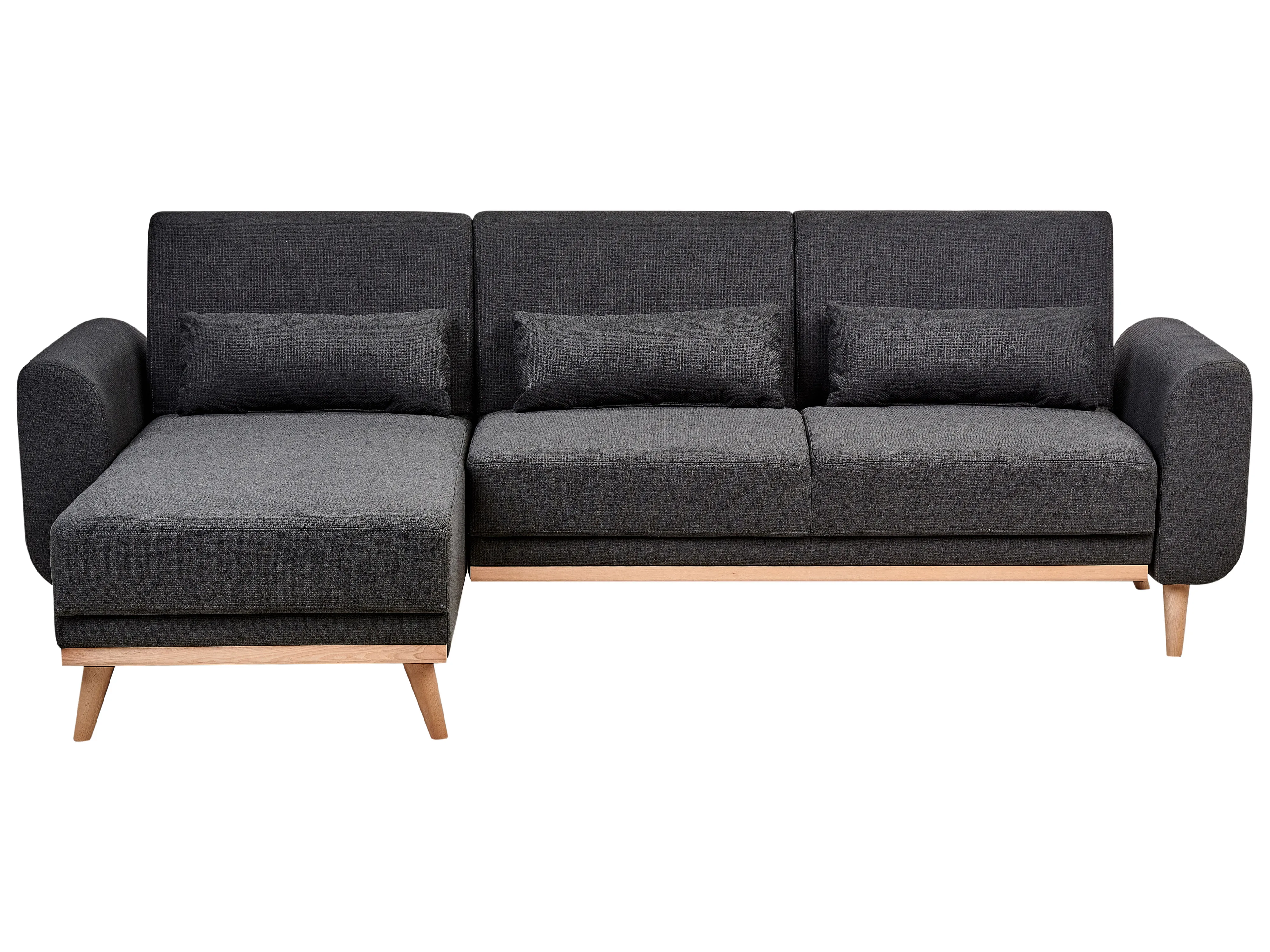 Corner Sofa Bed 3 Seater OLLSTA Fabric Black Left Hand