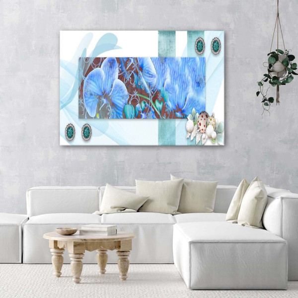 Feeby Obraz na płótnie Niebieska kompozycja z orchidei 60x40