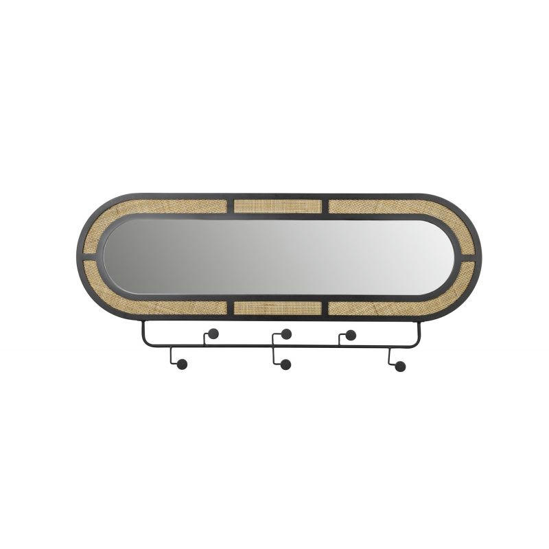 AIDA - Miroir déco design en rotin noir