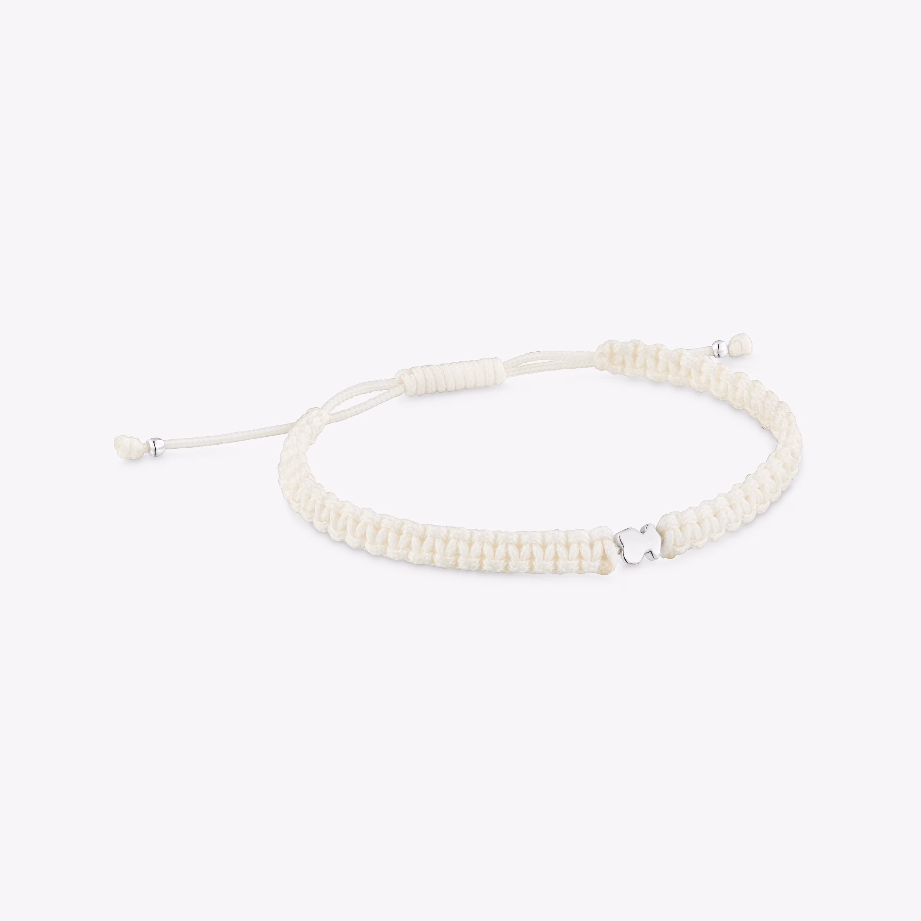 Pulsera oso de plata y nylon blanco TOUS Motivos