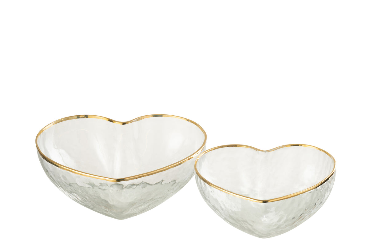 J-Line kom Hart - glas - goud/transparant - 2 stuks