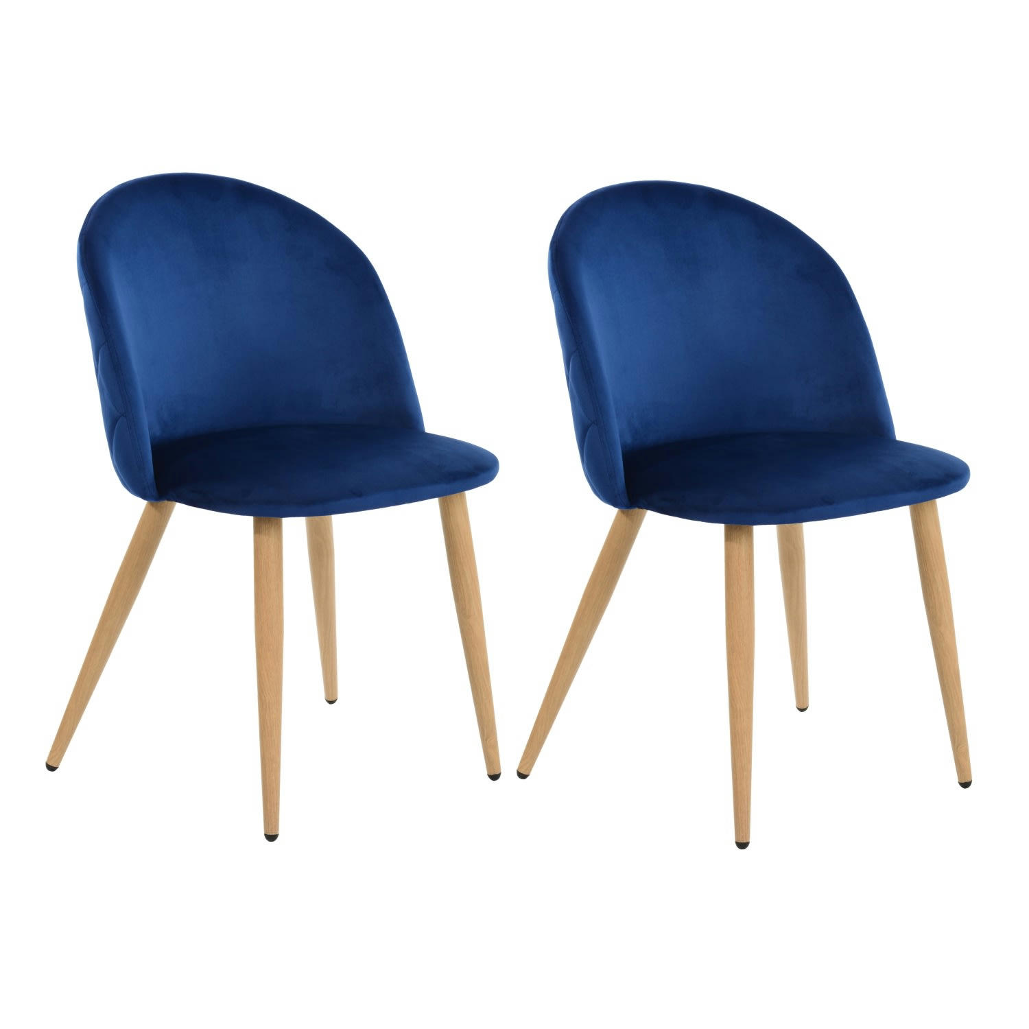 - Lot de 2 chaises de salle à manger scandinaves en velours bleu