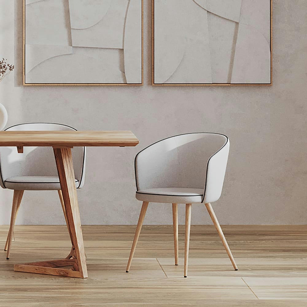 CHIARA - Chaise en tissu beige (lot de 2)