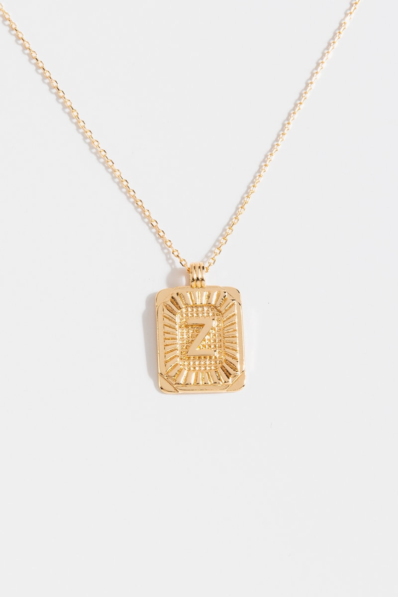 Initial ID Tag Pendant Necklace