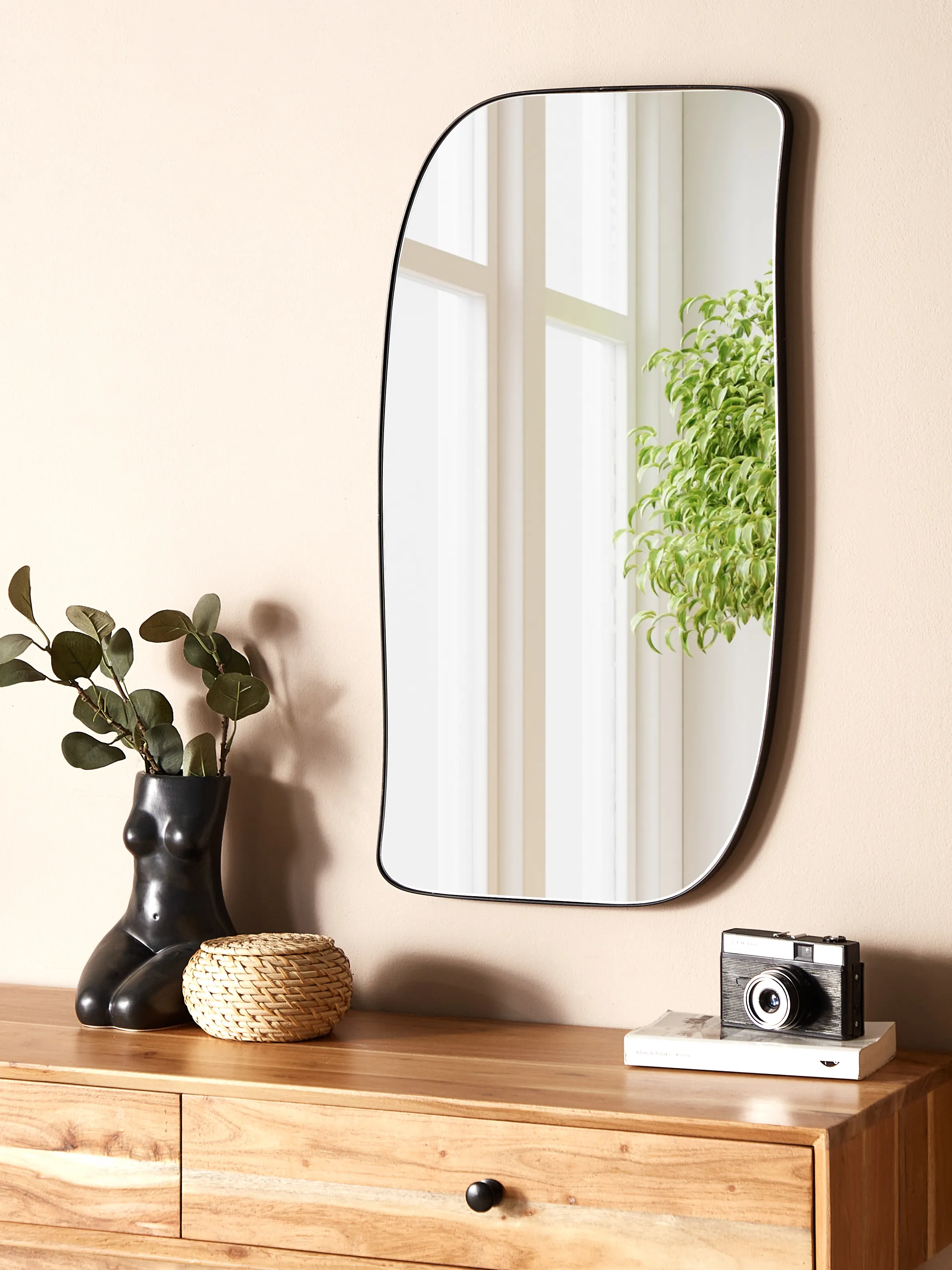 Wall Mirror MONTCLUS 37 cm 70 cm Metal Black