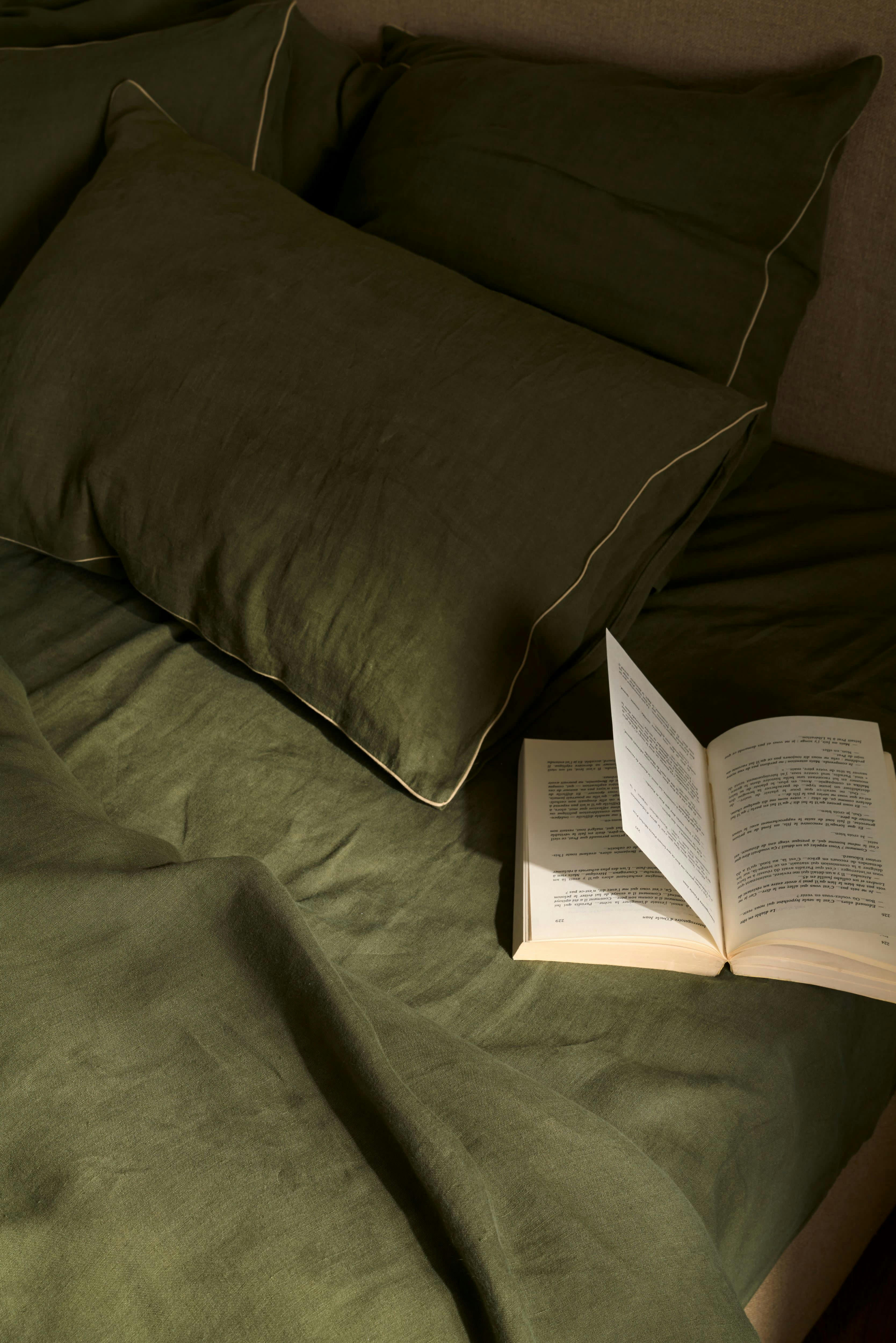 - Housse de couette en lin Vert bouteille 140x200