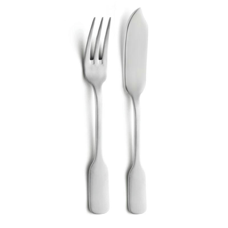 VIEUX PARIS SATINÉ - Service couverts à poisson 12 pièces