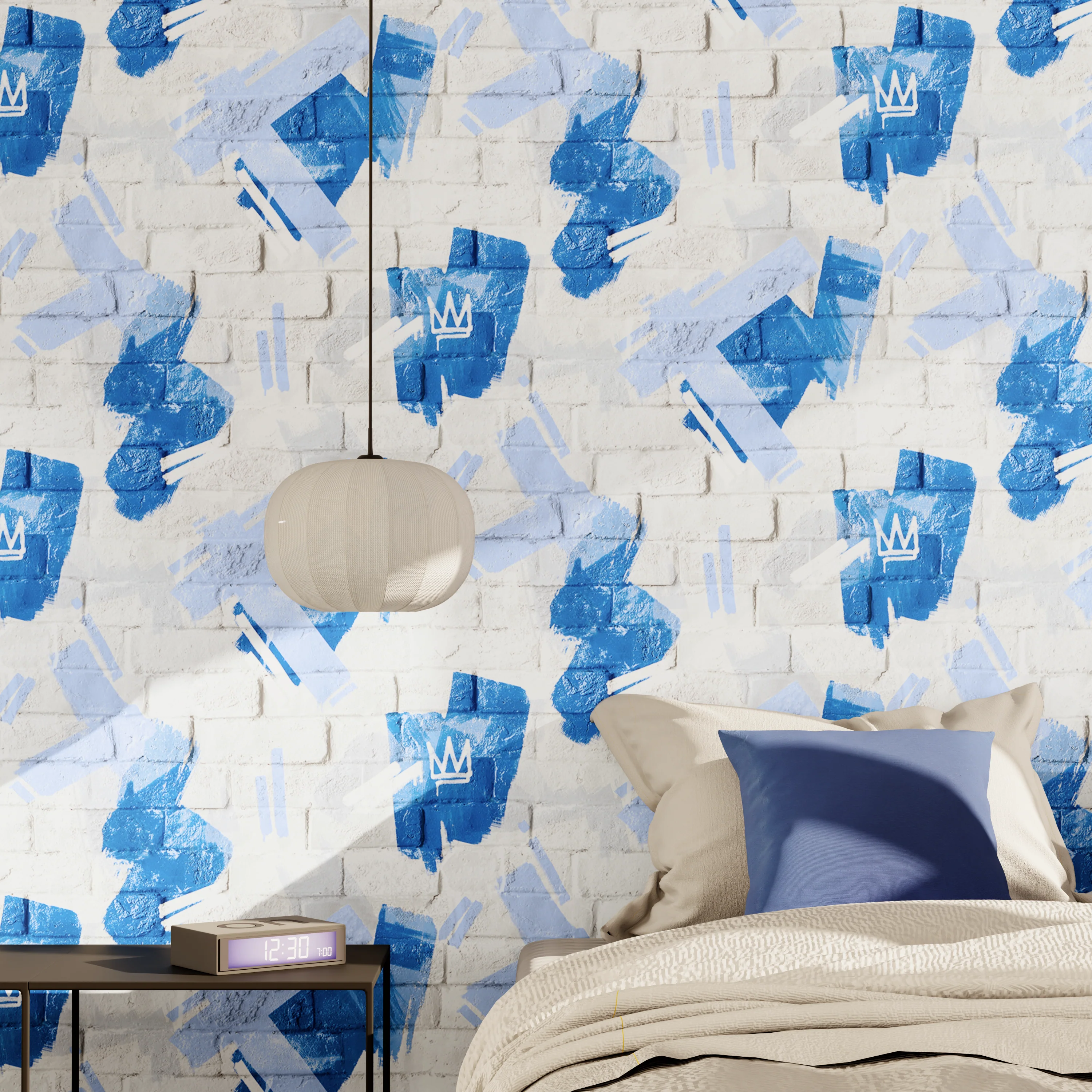 Papier peint intissé LENOX coloris bleu jean
