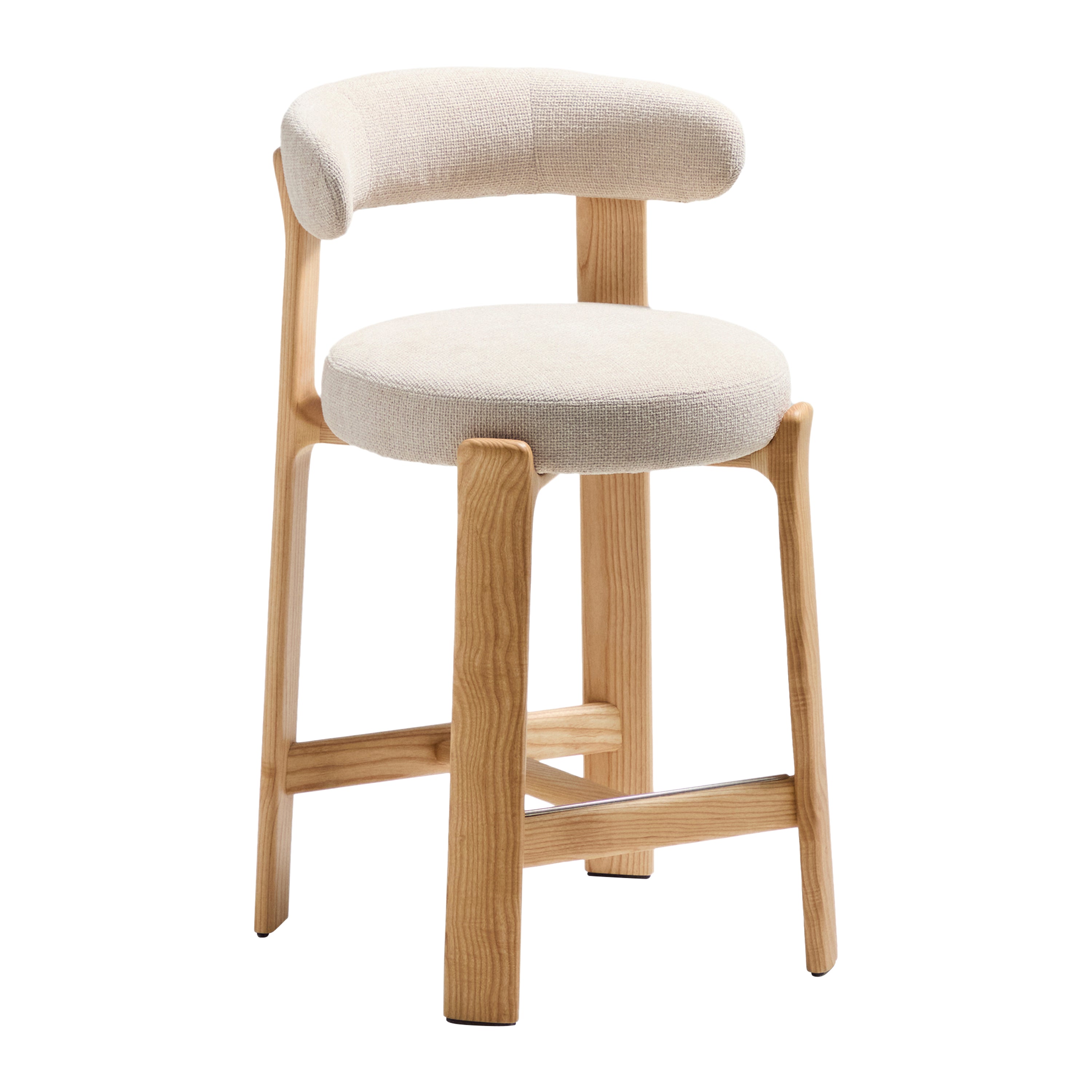 Kave Home Granite Barkruk H 65 cm - Beige / Essenhout