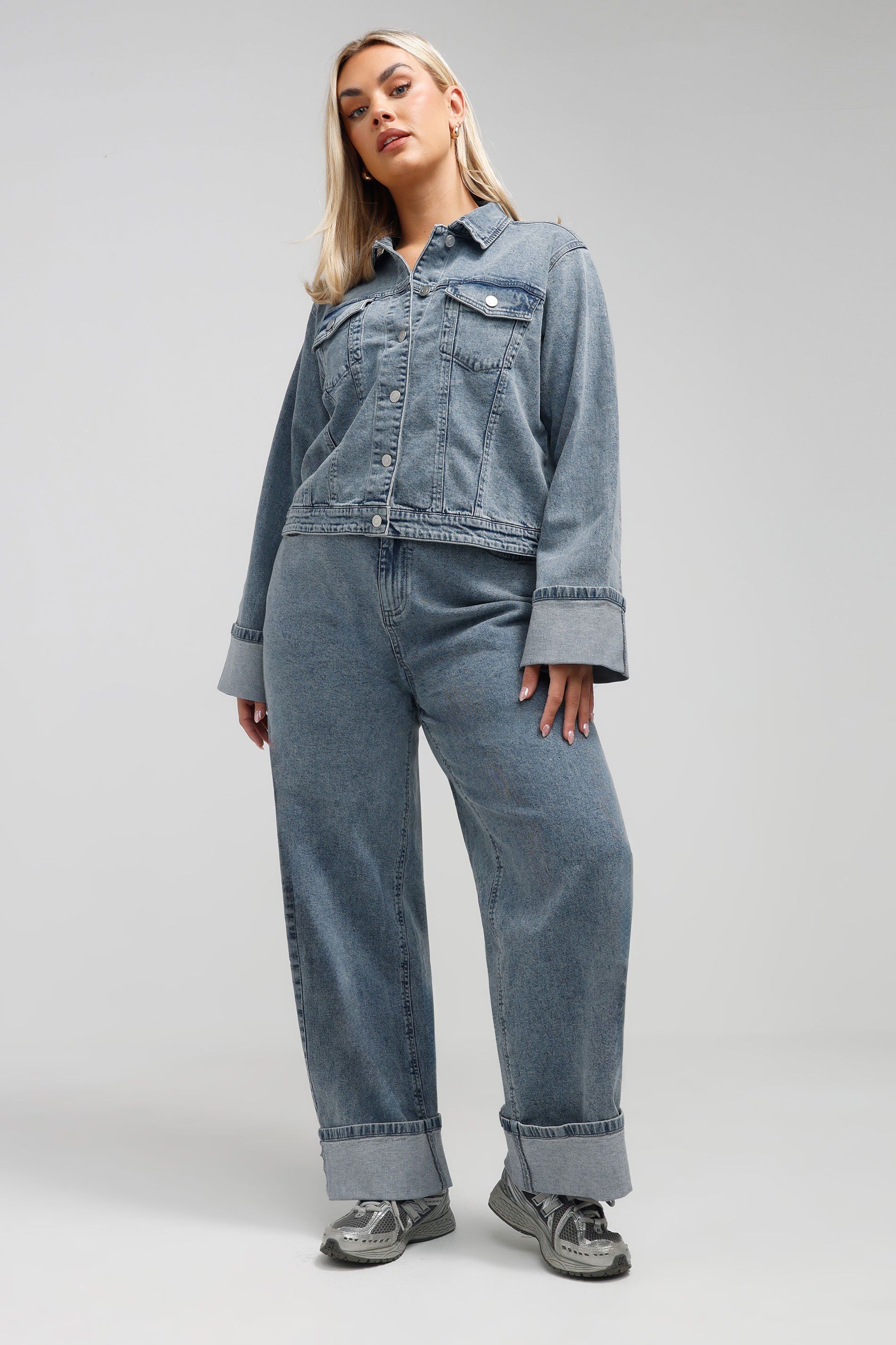 Yours Washed Turn Up Denim Jacket