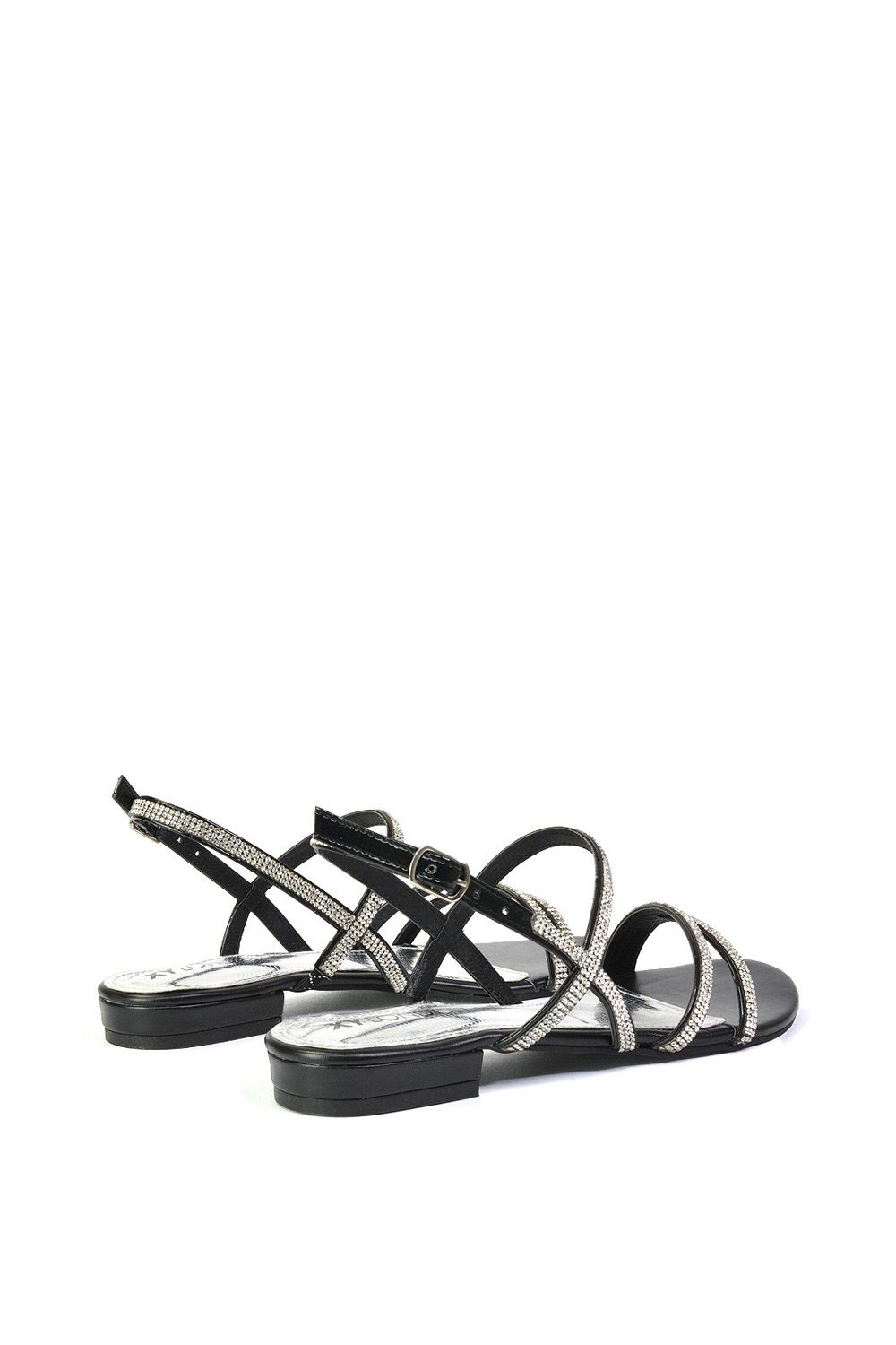 XY London Orla' Strappy Summer Flat Diamante Sandals Flats