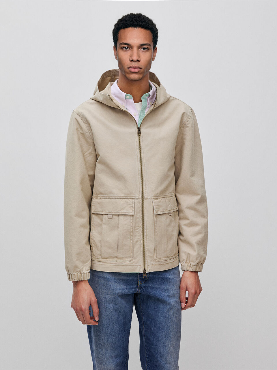 Short jacket in faded cotton